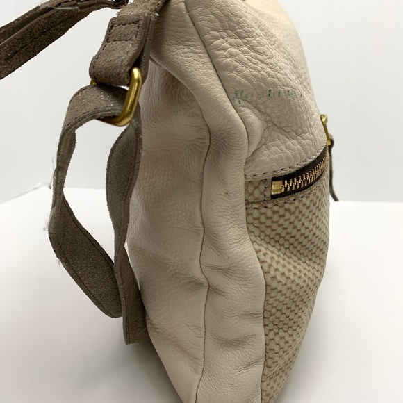 FOSSIL Ivory Cream Genuine Pebble Leather Crossbody Shoulder Bag Metallic Tote - Picture 9 of 16